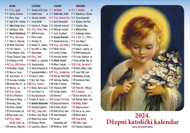 Džepni katolički kalendar na preklop 2024. - maleni Isus