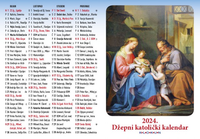 Džepni katolički kalendar na preklop 2024. - Sveta Obitelj