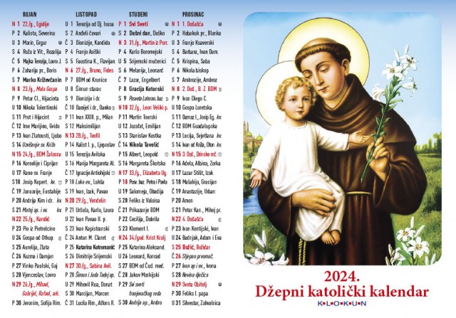 Džepni katolički kalendar na preklop 2024. - Sveti Antun