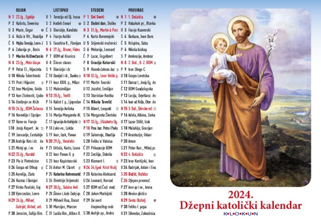 Džepni katolički kalendar na preklop 2024. - Sveti Josip